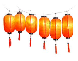 Orange Chinese Lanterns on String Red Lanterns Hanging.