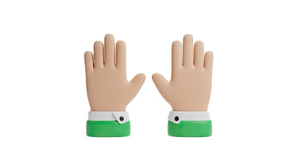 Obraz premium 3D Cartoon 3D Hands Raised Up on transparent background