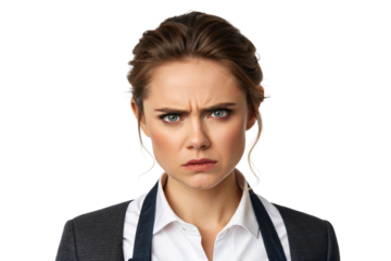 A young woman showing discomfort. Irritation. Distrust. Stress. Bullying. Mental health. Fighting.