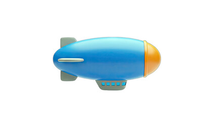 Fototapeta premium 3D Cute cartoon blimp flying on transparent background
