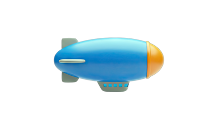 3D Cute cartoon blimp flying on transparent background