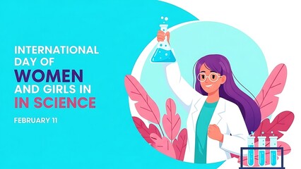 Empowered woman in lab coat celebrating International Day of Women and Girls in Science