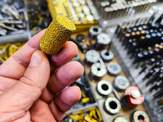 Close-up shot of diamond-carbide-tipped milling cutter part