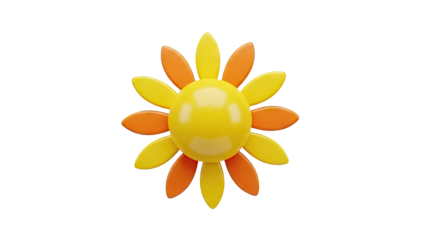 3D Stylized 3D Sun Flower Icon on transparent background