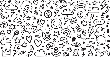 Fototapeta premium Collection of Hand Drawn Doodle Elements and Symbols 1.