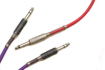Sound connection.Cables with metalic jacks.Electric guitar,sound equipment