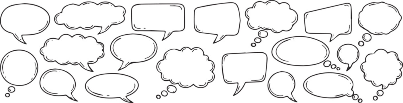 Collection of HandDrawn Speech Bubbles and Thought Bubbles.