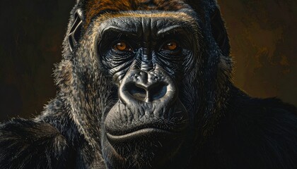 Majestic Silverback Gorilla Portrait with Intense Gaze and Natural Lighting