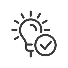 Light Bulb with Checkmark Line icon