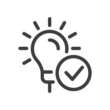 Light Bulb with Checkmark Line icon