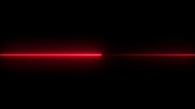 futuristic red neon light beam energy stream animation. digital energy flow and data stream visualization. electric red lightning bolt straight line. clean neon strip light background loop.