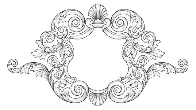 Ornate Scrollwork Frame with Shell Accents - Vintage Decorative Element