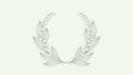 Lily of the Valley Wreath Illustration, Elegant Floral Design, Spring Botanical Art