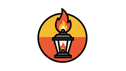 Glowing Torch Lantern Icon Symbol