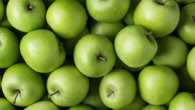 Vibrant green apples in dynamic composition highlight freshness and natural appeal
