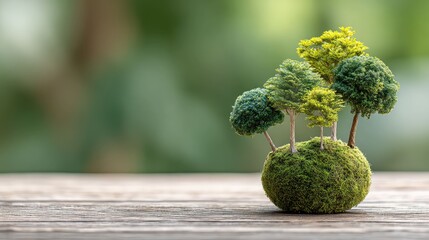 a unique and artistic representation of a tree in a round planter, which serves as an unconventional vase. this creative setup is placed on a wooden surface
