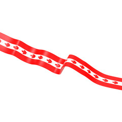 Horizontal and wavy Canada flag ribbon 3D Icon Illustration. Low Poly Style.