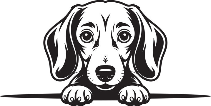 Cute dog face peeking over edge, playful puppy with big eyes, charming canine illustration