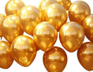Party celebration balloons. Gold color balloons bunch. 3d rendering. Applicable for b jpg 