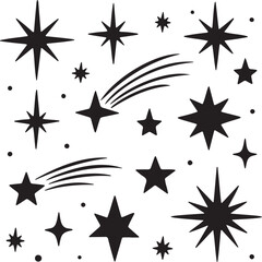 Obraz premium Set stars and comets isolated collection on a white background