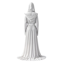 Obraz premium Ethereal White Hooded Robe Back View