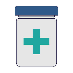 Medical bottle with cross symbol
