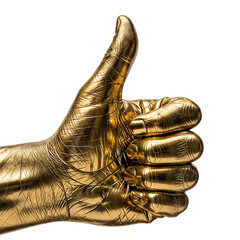 Golden Metallic Hand Giving Thumbs Up Gesture