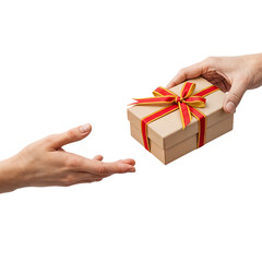 Hands Exchanging a Wrapped Present