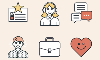 Business and Data Icons &ndash; Analytics, Cloud Computing, Finance & Customer Service Illustrations