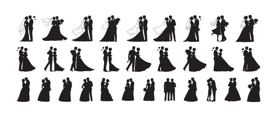 kissing couple set. valentine, relationship, affection, romance,  relationship clipart, intimate gesture, love pose. vector illustration eps 10