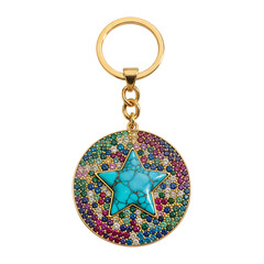 Luxurious Gold Keychain with Sparkling Gemstone Star Charm
