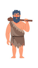 Vector illustration two old cave men holding clubs