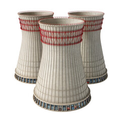 Three Industrial Cooling Towers for Power Plant Energy Production