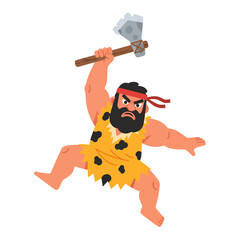 The huge caveman holding an axe stone, vector illustration design