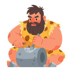 The caveman is carving stone., vector illustration design