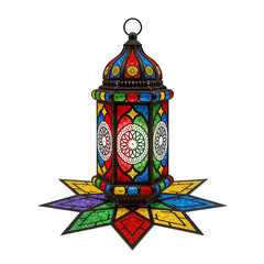 Vibrant Fanoos Lantern with Stained Glass Panels