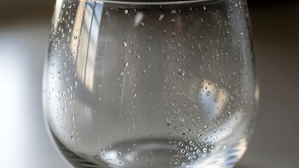 Fingerprint: Water Droplets Condensation on Glass Macro Close Up