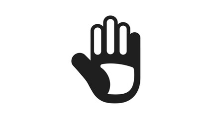 Obraz premium Stop Hand Gesture Icon, Black Silhouette on White Background, Prohibition Sign
