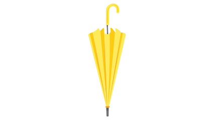 A closed yellow umbrella stands upright against a white background.
