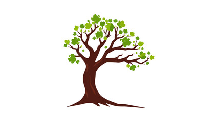 Obraz premium A stylized illustration of a deciduous tree with green leaves.