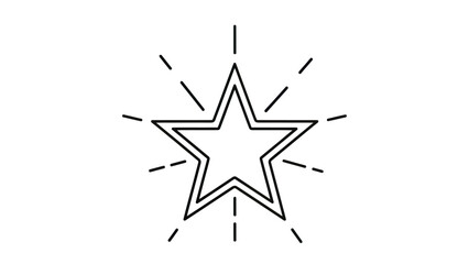 Fototapeta premium Simple Starburst Graphic: Outline Star with Radiant Lines - Minimalist Design