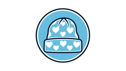 Fototapeta premium Cute Heart Pattern Winter Beanie Hat Icon Vector Illustration