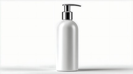 matte white shampoo bottle isolated on white background minimal aesthetic professional product photography, Realistic Photo