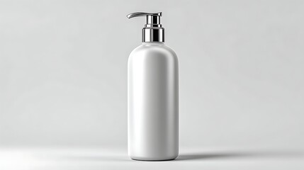 matte white shampoo bottle isolated on white background minimal aesthetic professional product photography, Realistic Photo