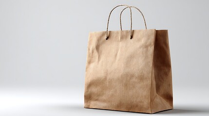 modern retail shopping bag on pure white background softbox lighting crisp edges minimal aesthetic, Realistic Photo