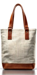 luxury tote bag on pure white background soft natural light crisp edges product photography high resolution for stock imagery, Realistic Photo