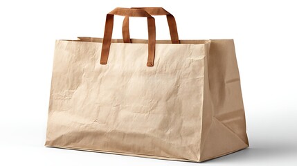 plastic retail bag isolated on pure white background side angle subtle shadow professional studio shot, Realistic Photo