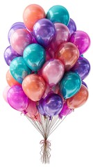 party decoration balloon isolated on pure white background bright cheerful mood, Realistic Photo