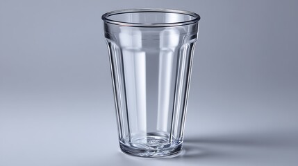 glass cup isolated on pure white backdrop softbox lighting crisp edges realistic reflection, Realistic Photo