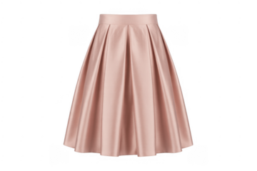 Pink satin skirt with waistband and pleats pleated skirt isolated on a transparent background